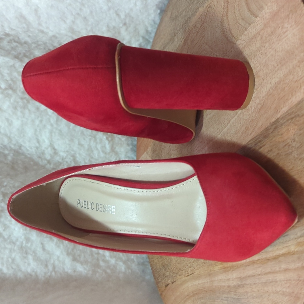 Red block heels